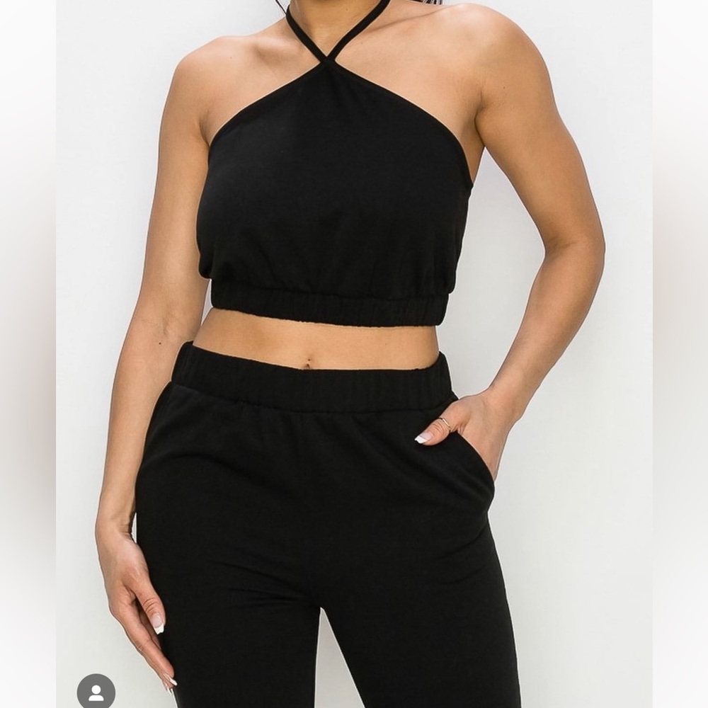 Halter Crop Top and Pants Set